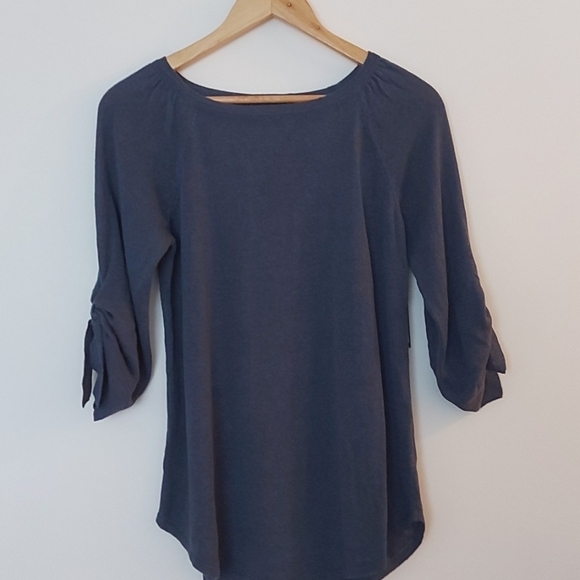 NWT Nic + Zoe Linen Blend Ruched Sleeve with Ties Lightweight Sweater Si… - Picture 2 of 7